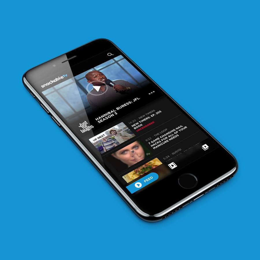 The Snackable TV mobile app on a phone